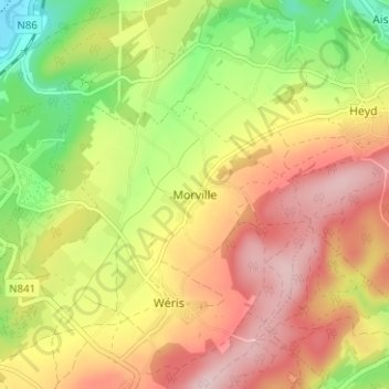 Morville topographic map, elevation, terrain