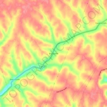 Bradysville topographic map, elevation, terrain