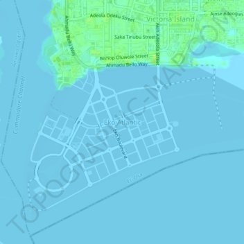 Eko Atlantic topographic map, elevation, terrain