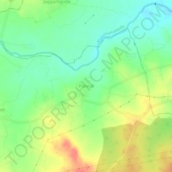 Ponnal topographic map, elevation, terrain