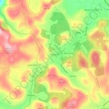 Bouceiros topographic map, elevation, terrain