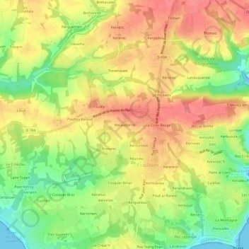 Keraudierne topographic map, elevation, terrain