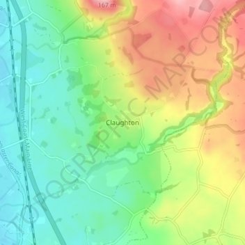 Claughton topographic map, elevation, terrain