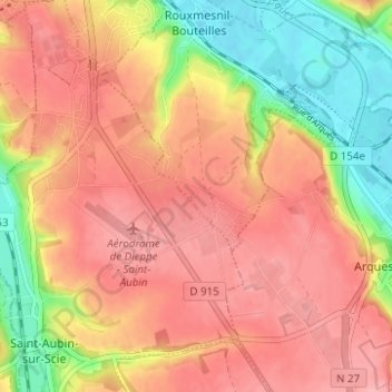 Rouxmesnil le Haut topographic map, elevation, terrain