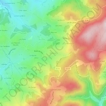 Ornaison topographic map, elevation, terrain