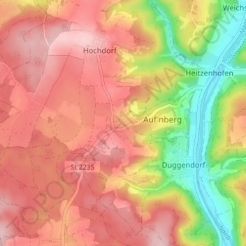 Wischenhofen topographic map, elevation, terrain