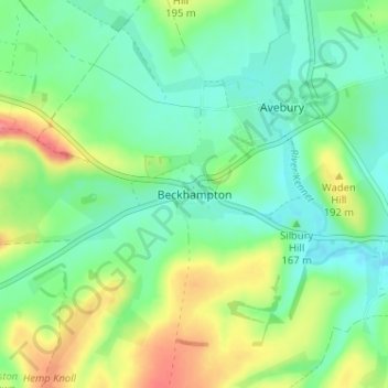 Beckhampton topographic map, elevation, terrain