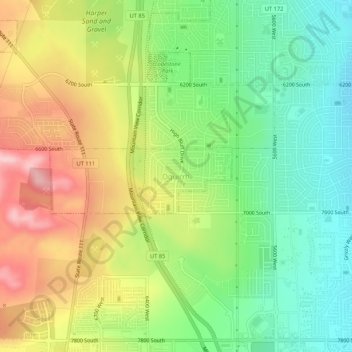 Oquirrh topographic map, elevation, terrain