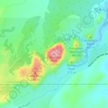 Enchanted Rock topographic map, elevation, terrain