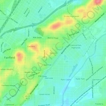 Martins topographic map, elevation, terrain