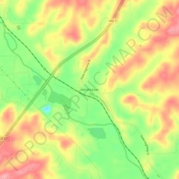 Hendrickson topographic map, elevation, terrain