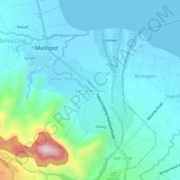 San Francisco topographic map, elevation, terrain