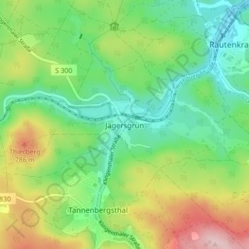 Jägersgrün topographic map, elevation, terrain