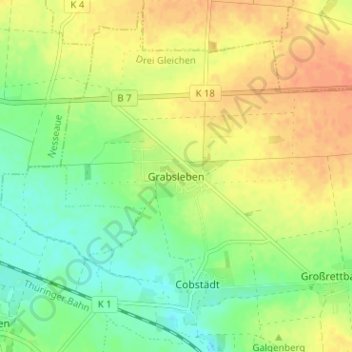 Grabsleben topographic map, elevation, terrain