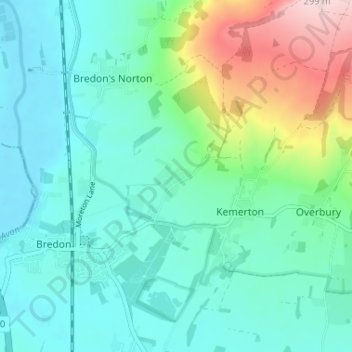 Westmancote topographic map, elevation, terrain