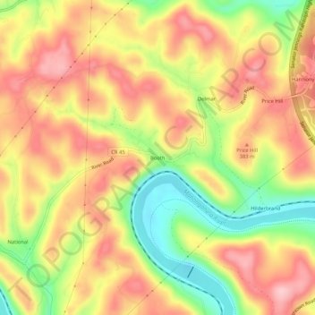 Booth topographic map, elevation, terrain
