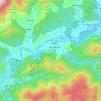 Julio-le-Haut topographic map, elevation, terrain