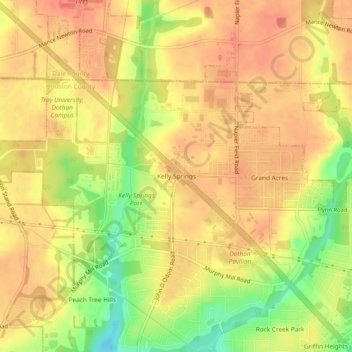 Kelly Springs topographic map, elevation, terrain