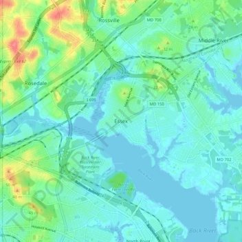Essex topographic map, elevation, terrain