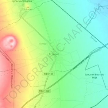 Ixtenco topographic map, elevation, terrain