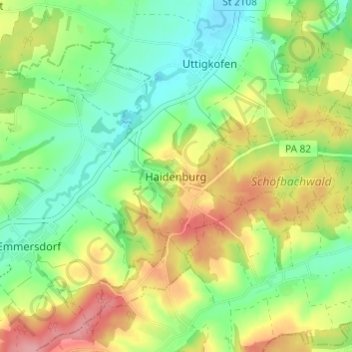 Haidenburg topographic map, elevation, terrain