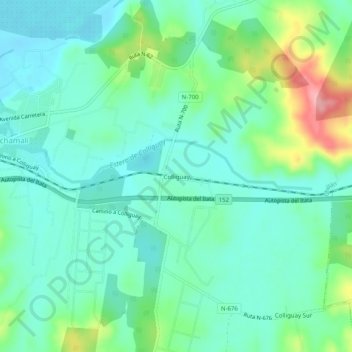 Colliguay topographic map, elevation, terrain