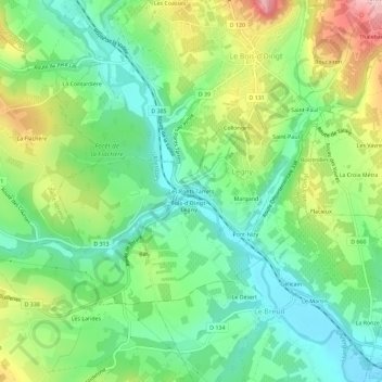 Les Ponts Tarrets topographic map, elevation, terrain