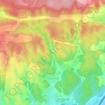 Font Aubarne topographic map, elevation, terrain
