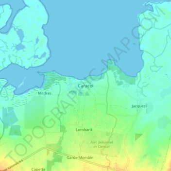 Caracol topographic map, elevation, terrain