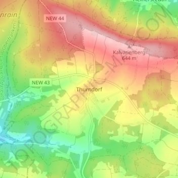 Thurndorf topographic map, elevation, terrain