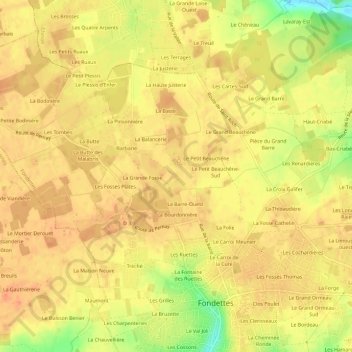 La Brosse topographic map, elevation, terrain