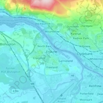Erskine topographic map, elevation, terrain