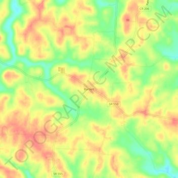 Bartlett topographic map, elevation, terrain