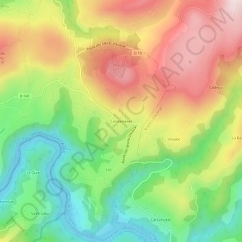 Condamines topographic map, elevation, terrain