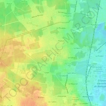 Queyron topographic map, elevation, terrain