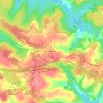 Kylertown topographic map, elevation, terrain