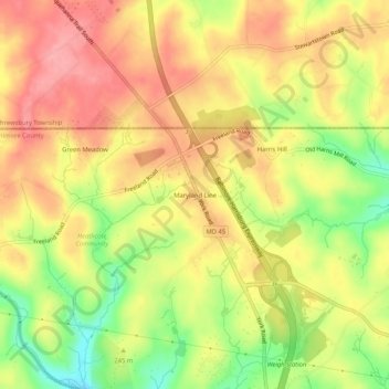 Maryland Line topographic map, elevation, terrain