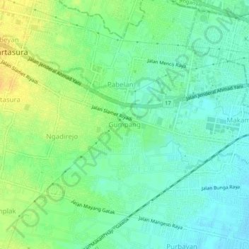 Gumpang topographic map, elevation, terrain