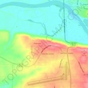 Bryant topographic map, elevation, terrain