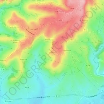 Le Mont topographic map, elevation, terrain