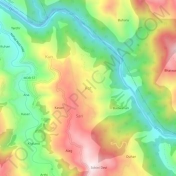 Kot topographic map, elevation, terrain