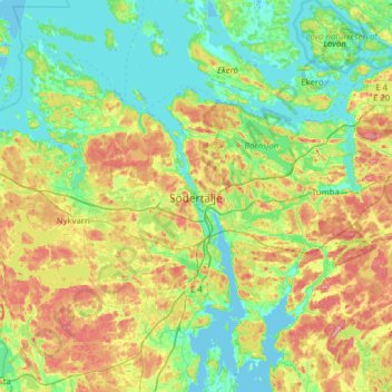 Södertälje topographic map, elevation, terrain