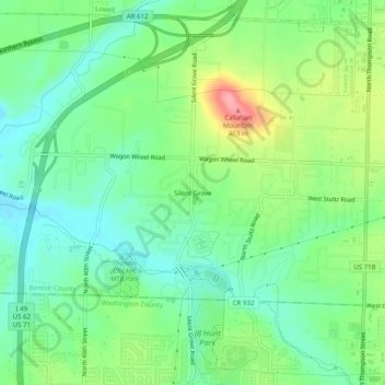 Silent Grove topographic map, elevation, terrain