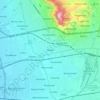 Parow topographic map, elevation, terrain