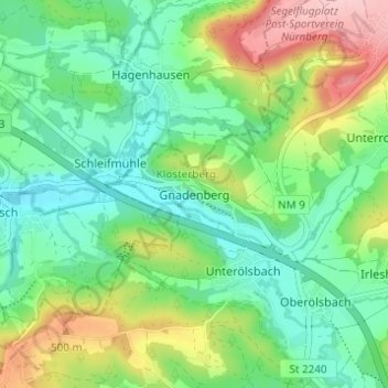 Gnadenberg topographic map, elevation, terrain