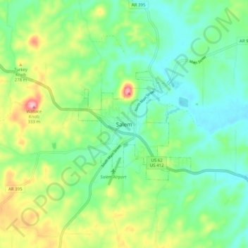 Salem topographic map, elevation, terrain