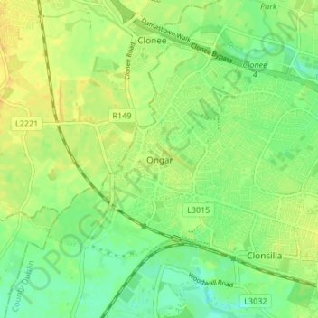 Ongar topographic map, elevation, terrain