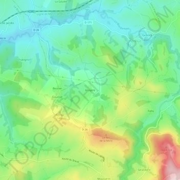 Bruyère topographic map, elevation, terrain