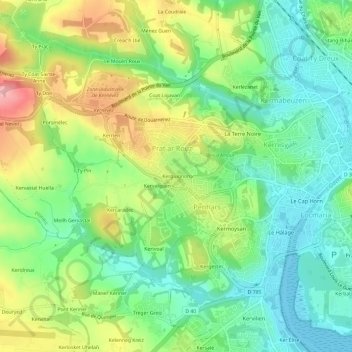 Kerguignon topographic map, elevation, terrain