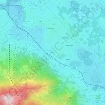 Wank topographic map, elevation, terrain